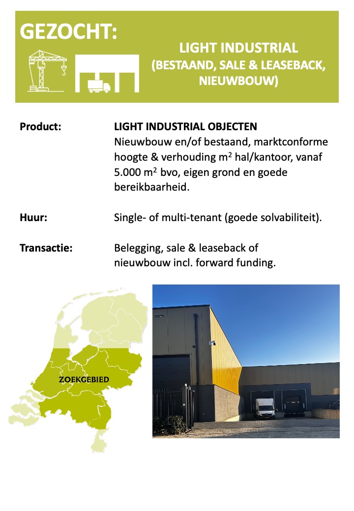 Light Industrial sale & leaseback