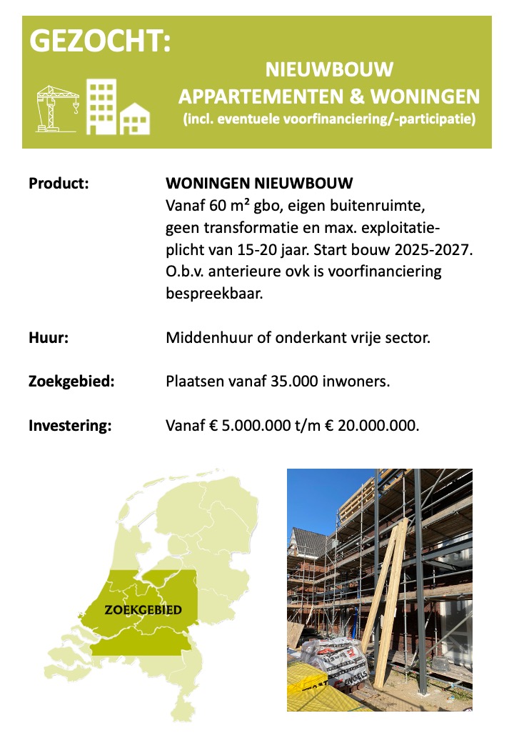 Nieuwbouw appartementencomplexen - Woningen & Zorg