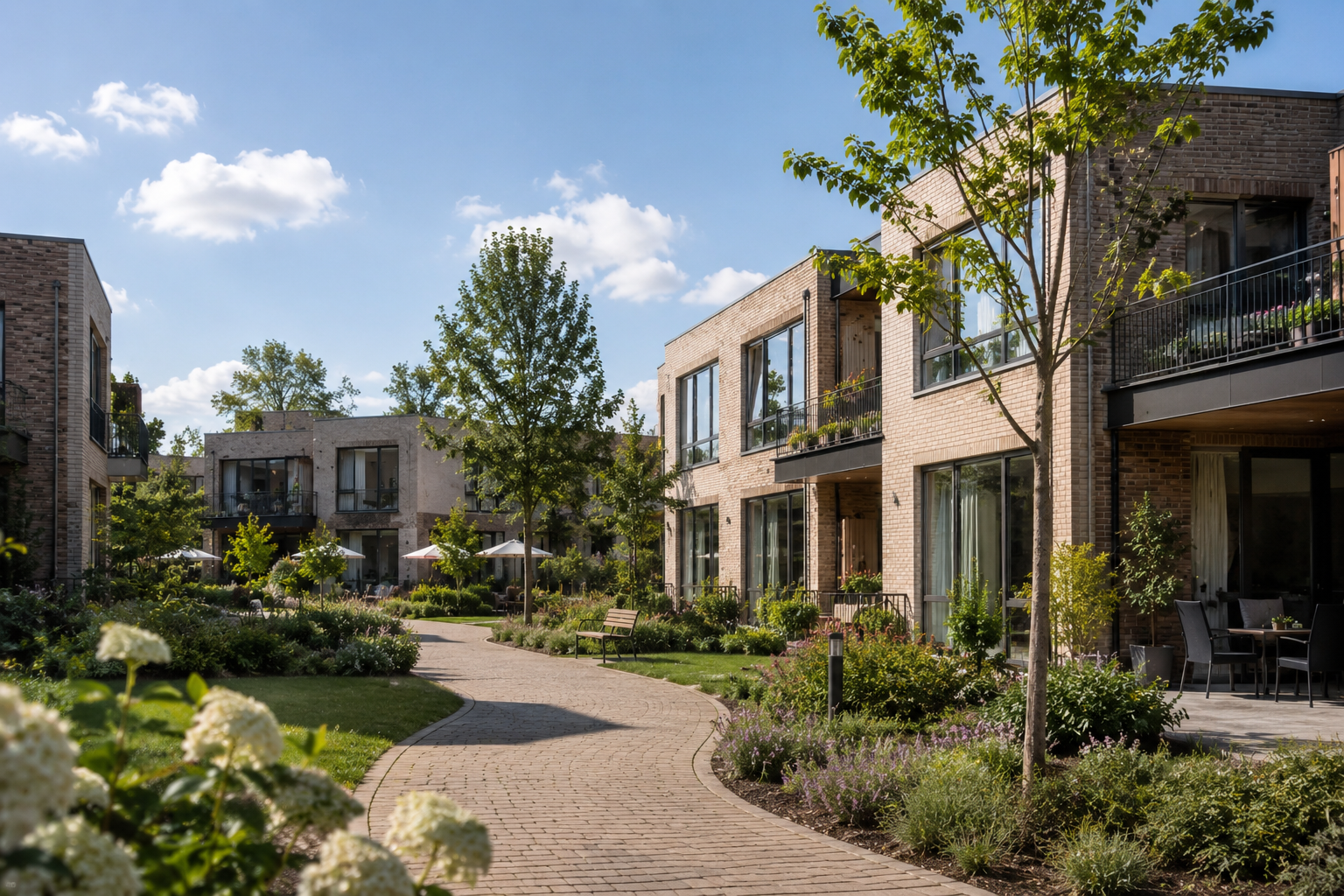 Modern zorgvastgoedcomplex met groene binnentuin
